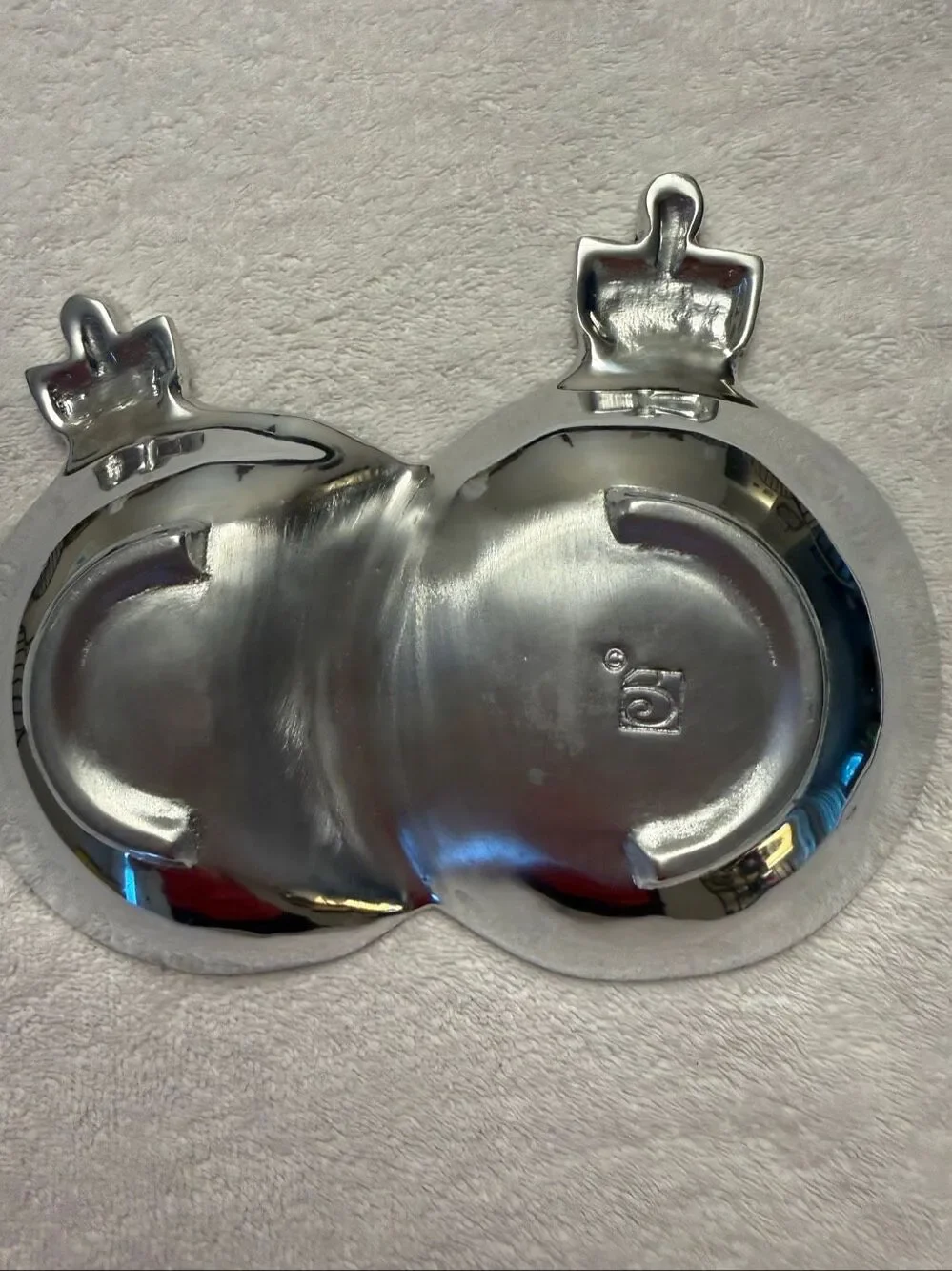 Holiday Ornament Divided Serving Dish | Cast Aluminum Candy/Nut Tray | Christmas
